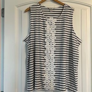 NWT, CJ Banks Navy & White Stripe Tank Shell